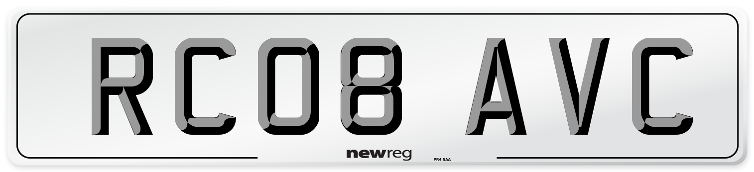 RC08 AVC Number Plate from New Reg